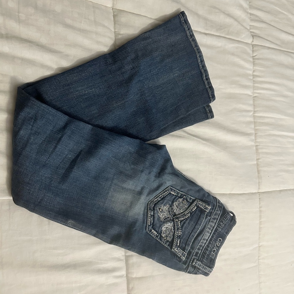 Grace Blue Denim Jeans with Decorative Pocket